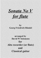 Sonata No.5 in F arranged for flute or recorder and guitar (all 4 movements)