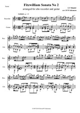 Fitzwilliam Sonata No.2 arranged for alto recorder (or flute) and guitar